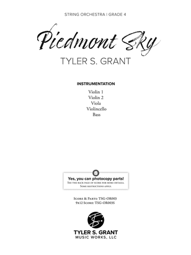 Piedmont Sky: Score