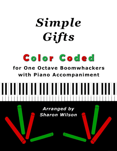"Simple Gifts" for One Octave Boomwhackers® with Piano accompaniment (Color Coded Notes)