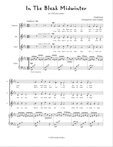 In The Bleak Midwinter for SAT plus piano