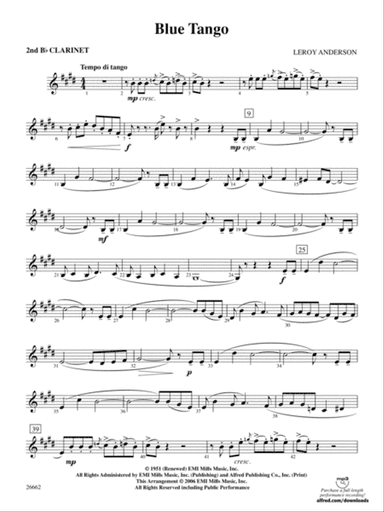 Blue Tango: 2nd B-flat Clarinet