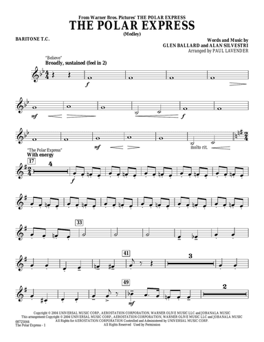 The Polar Express (Medley) (arr. Paul Lavender) - Baritone T.C.