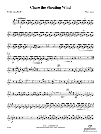 Chase the Shouting Wind: 3rd B-flat Clarinet