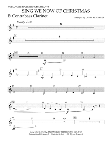 Sing We Now of Christmas (arr. Larry Kerchner) - Eb Contra Bass Clarinet