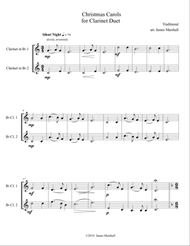 Christmas Carols for Clarinet Duet