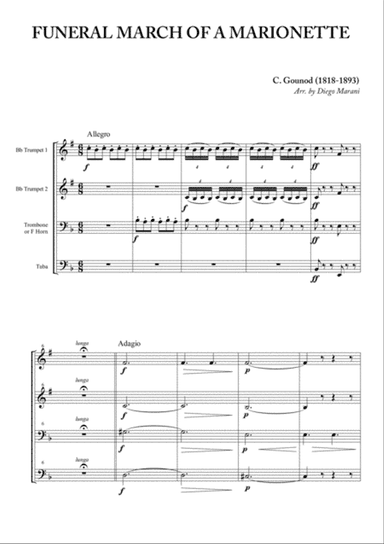 Funeral March of a Marionette for Brass Quartet
