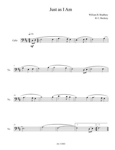 Just As I Am (Cello Solo)