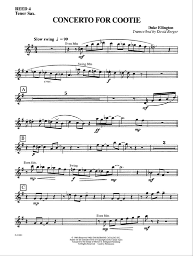 Concerto for Cootie: B-flat Tenor Saxophone