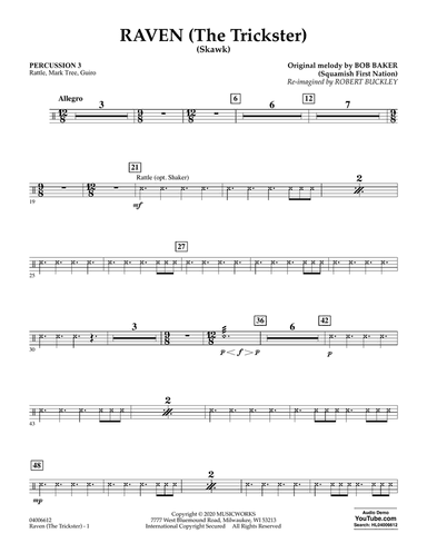 Raven (The Trickster) (arr. Robert Buckley) - Percussion 3