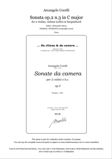 Corelli, Sonata op.2 n.3 in C major