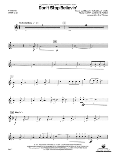 Don't Stop Believin': (wp) 1st Horn in E-flat