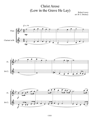 Christ Arose (Low in the Grave He Lay) for Flute and Clarinet Duet