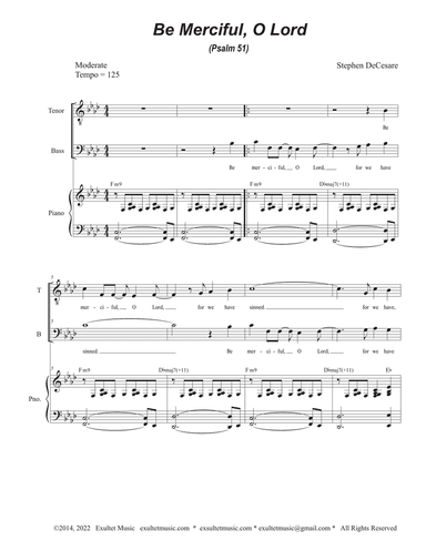 Be Merciful, O Lord (Psalm 51) (Duet for Tenor and Bass solo)