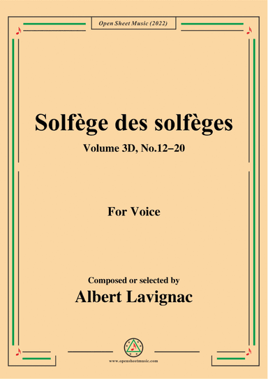 Lavignac-Solfege des solfeges,Volum 3D No.11-20,for Voice