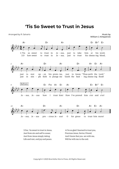 'Tis So Sweet to Trust in Jesus (Key of A-Flat Major)