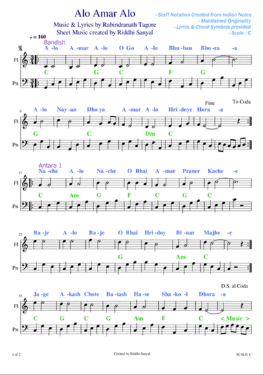 Alo Amar Alo - A Tagore Song in Scale C