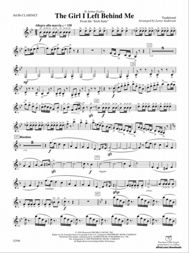 The Girl I Left Behind Me (from the Irish Suite): 3rd B-flat Clarinet