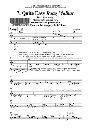 Quite Easy Raag Malhar (Easy Raags for Piano Made Easy - additional digital supplement)