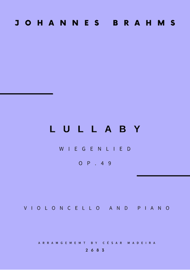 Brahms' Lullaby - Cello and Piano (Full Score and Parts)