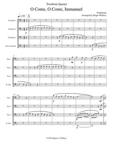 O Come, O Come, Immanuel (Emmanuel) - Trombone Quartet