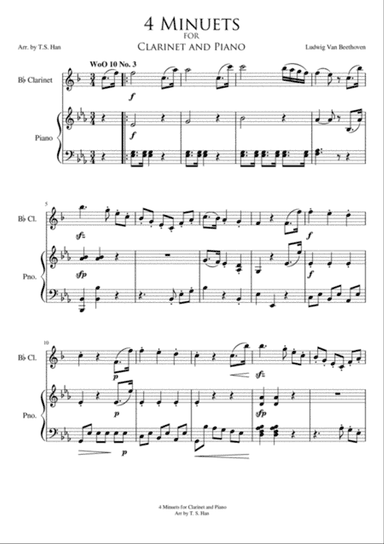 Beethoven 4 Minuets for Clarinet and Piano