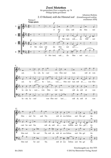 O Heiland, reiß die Himmel auf, op. 74 no. 2