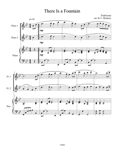 There Is a Fountain (Flute Duet) with piano accompaniment