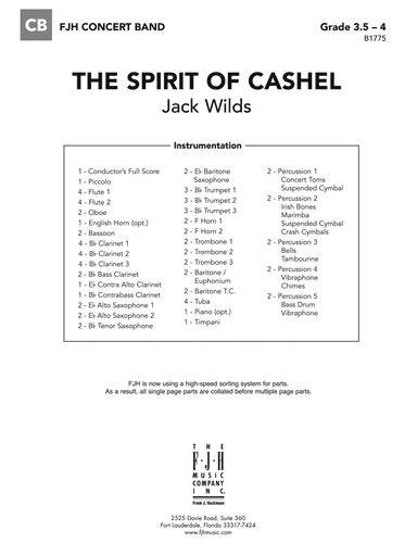 The Spirit of Cashel: Score