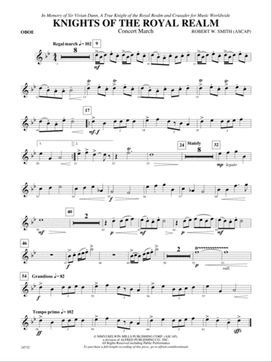 Knights of the Royal Realm (Concert March): Oboe