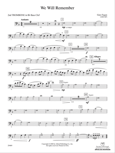 We Will Remember: (wp) 2nd B-flat Trombone B.C.