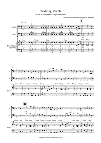Wedding March (from A Midsummer Night's Dream) for Cello Duet