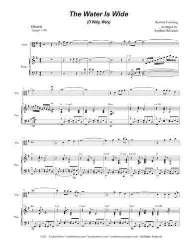 The Water Is Wide (O Waly, Waly) (Viola solo and Piano)