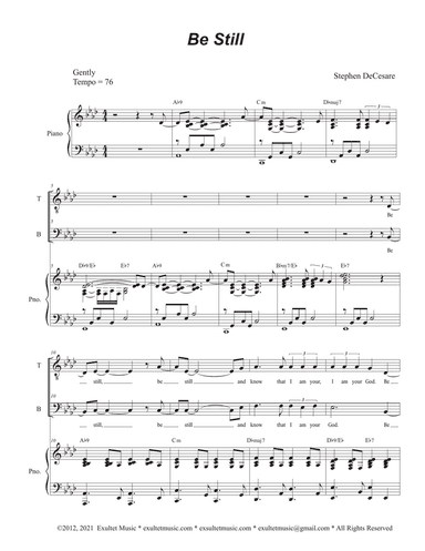 Be Still (Duet for Tenor and Bass solo)