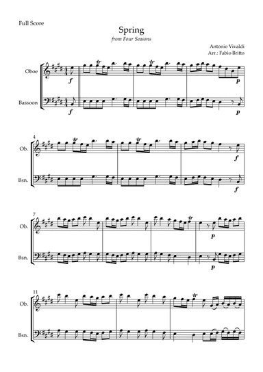 Spring (from Four Seasons of Antonio Vivaldi) for Oboe & Bassoon Duo