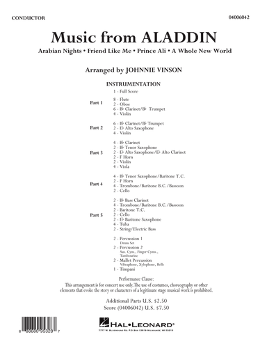 Music from Aladdin (arr. Johnnie Vinson) - Conductor Score (Full Score)
