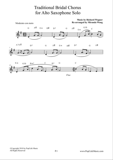 Traditional Bridal Chorus - Alto Saxophone Solo
