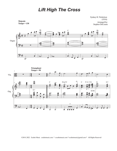 Lift High The Cross (Viola solo and Organ)