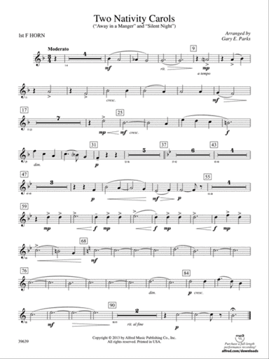 Two Nativity Carols: 1st F Horn