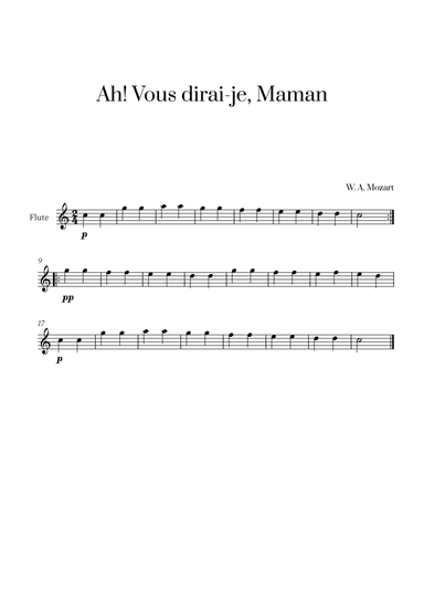 W. A. Mozart - Ah! Vous dirai-je, Maman for Flute Solo