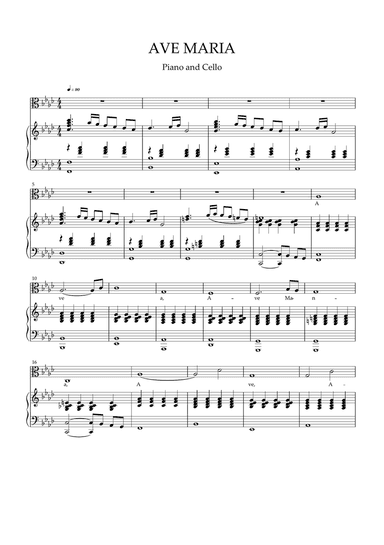 Caccini - Ave Maria for cello and piano/organ (Fm)