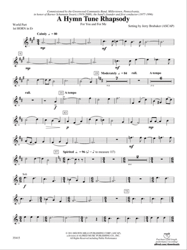 A Hymn Tune Rhapsody: (wp) 1st Horn in E-flat
