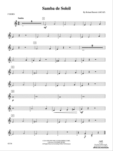 Samba de Soleil: 1st F Horn