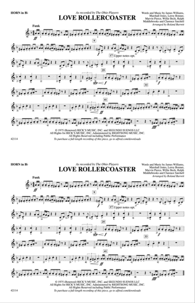 Love Rollercoaster: Horn in B flat
