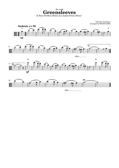 Greensleeves for Viola