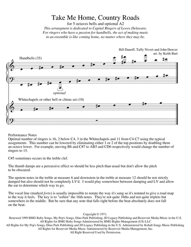 Take Me Home, Country Roads - Score Only