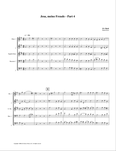 Jesu, meine Freude - Part 4, by J.S. Bach for Double Reed Quintet