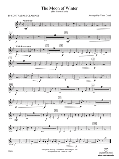 The Moon of Winter (The Huron Carol): (wp) B-flat Contrabass Clarinet