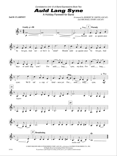 Auld Lang Syne (A Holiday Farewell for Band): 2nd B-flat Clarinet