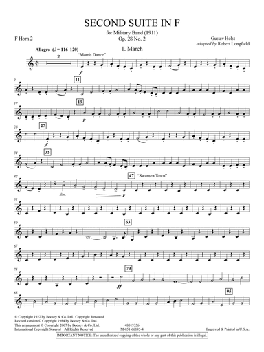Second Suite in F (arr. Robert Longfield) - F Horn 2