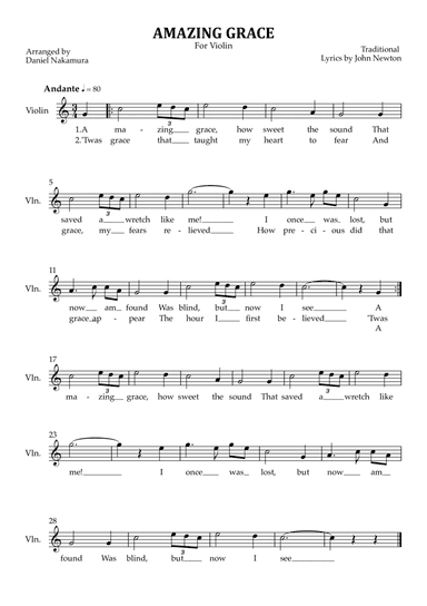 Amazing Grace (for Violin solo)