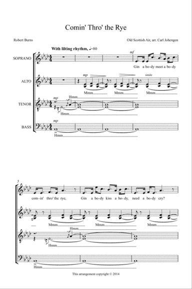 Comin' Thro' the Rye, arr. Carl Johengen